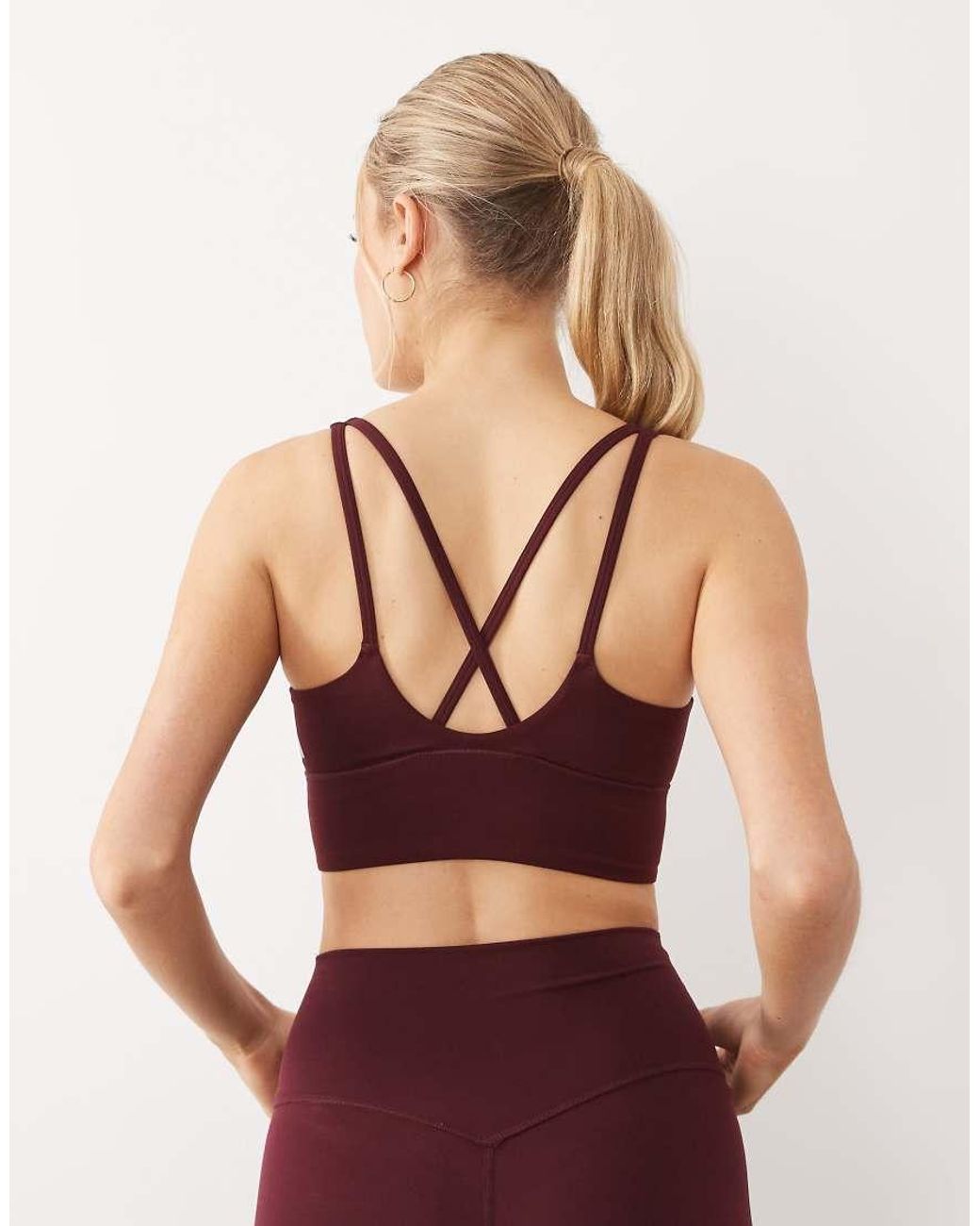 Adidas Originals Red Adidas Training Three Stripes Studios Mid Support Bra