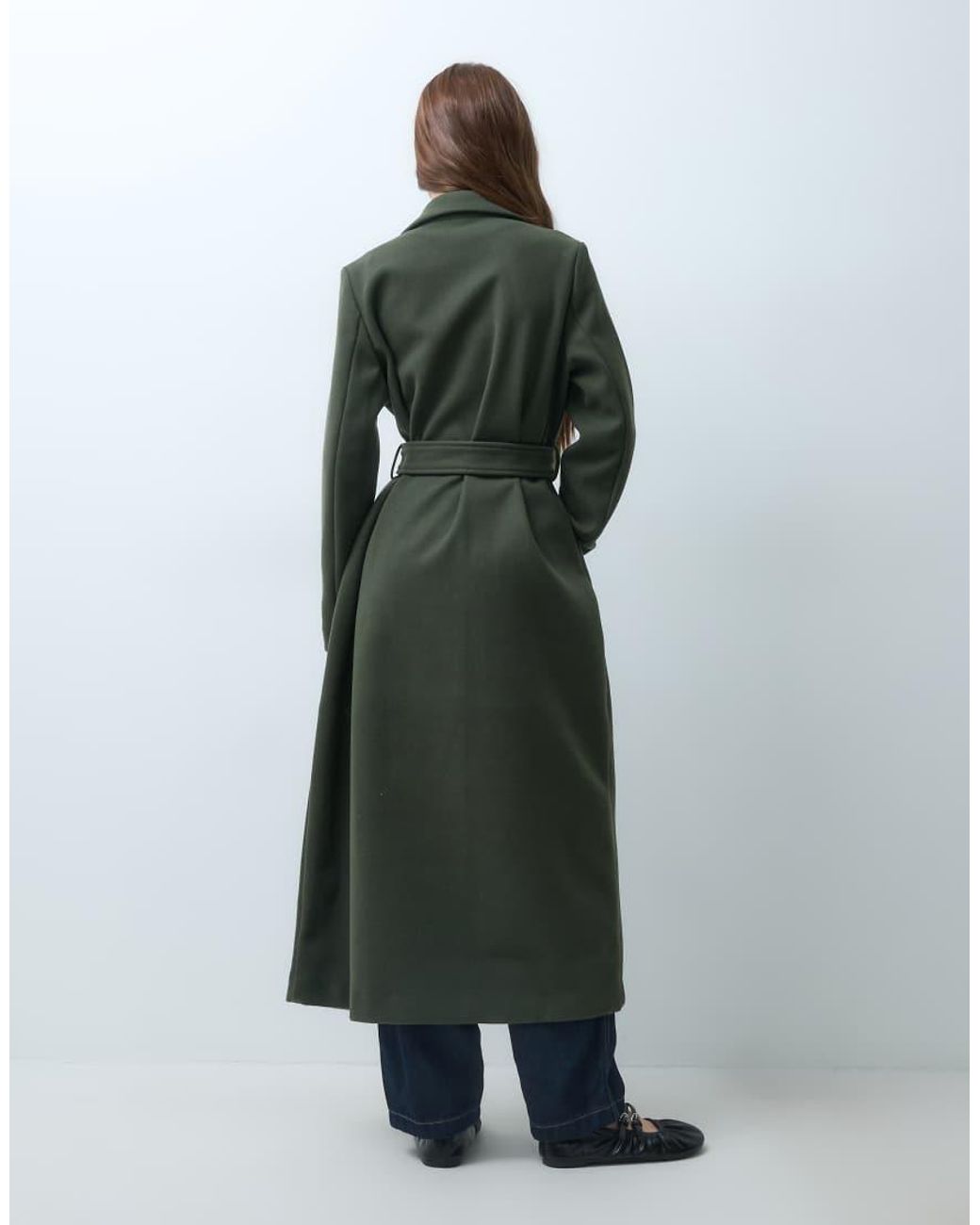 Vero Moda Green Belted Formal Maxi Coat