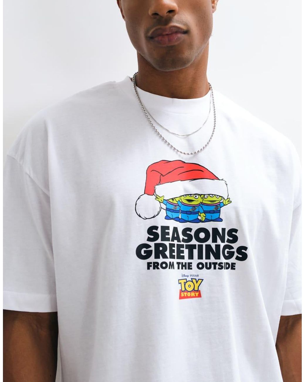 ASOS White Disney Pixar Oversized Boxy T-shirt With Christmas Toy Story Print for men