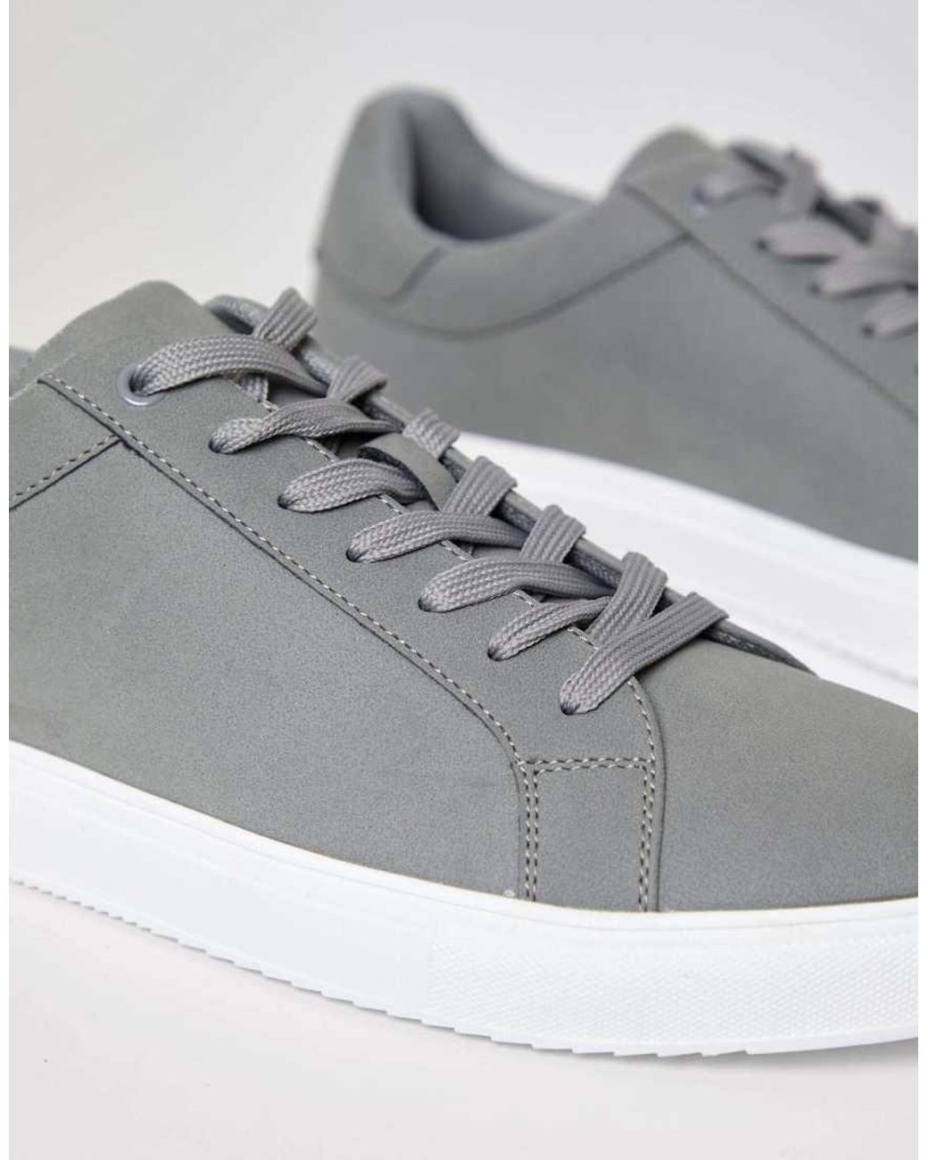 Threadbare Gray Faux Suede Court Trainers for men