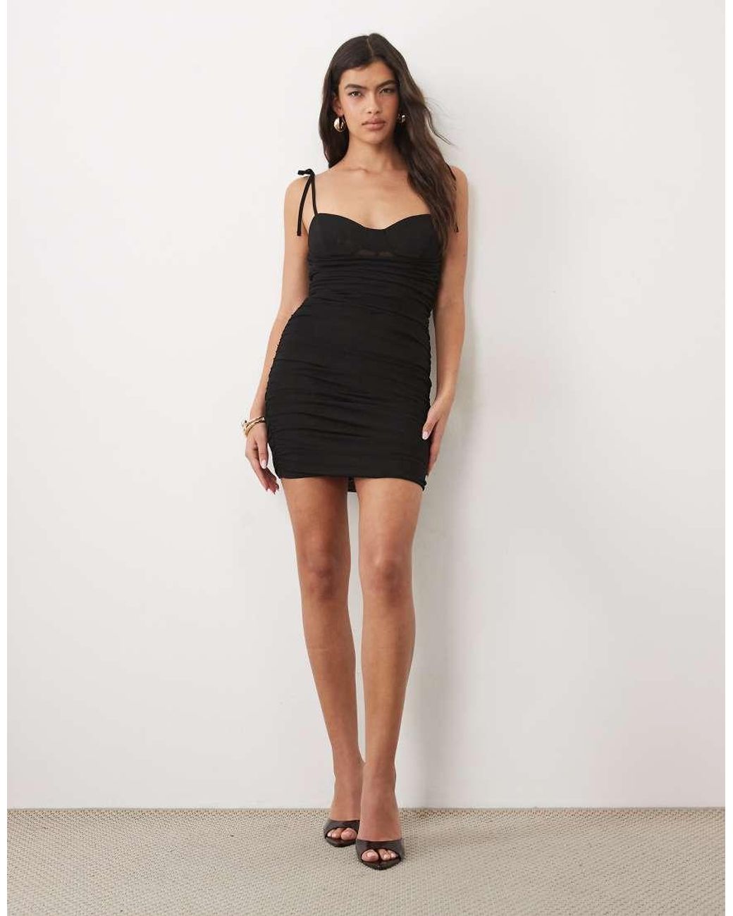 ASOS Black Mesh Corset Mini Dress