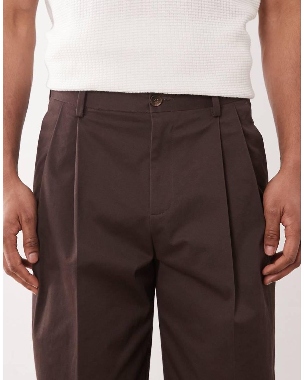 ASOS White Tailored Cotton Rich Wide Leg Chino Pants for men
