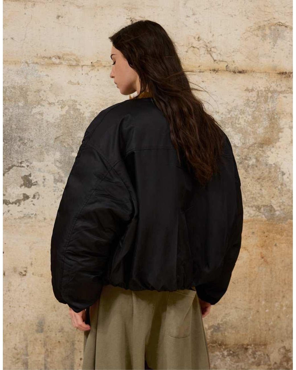 Stradivarius Brown Faux Fur Lapel Bomber Jacket