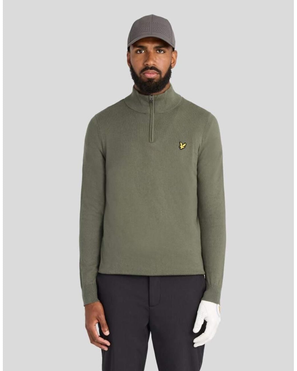 Lyle & Scott Green Mid Knits Golf Quarter Zip Jumper for men