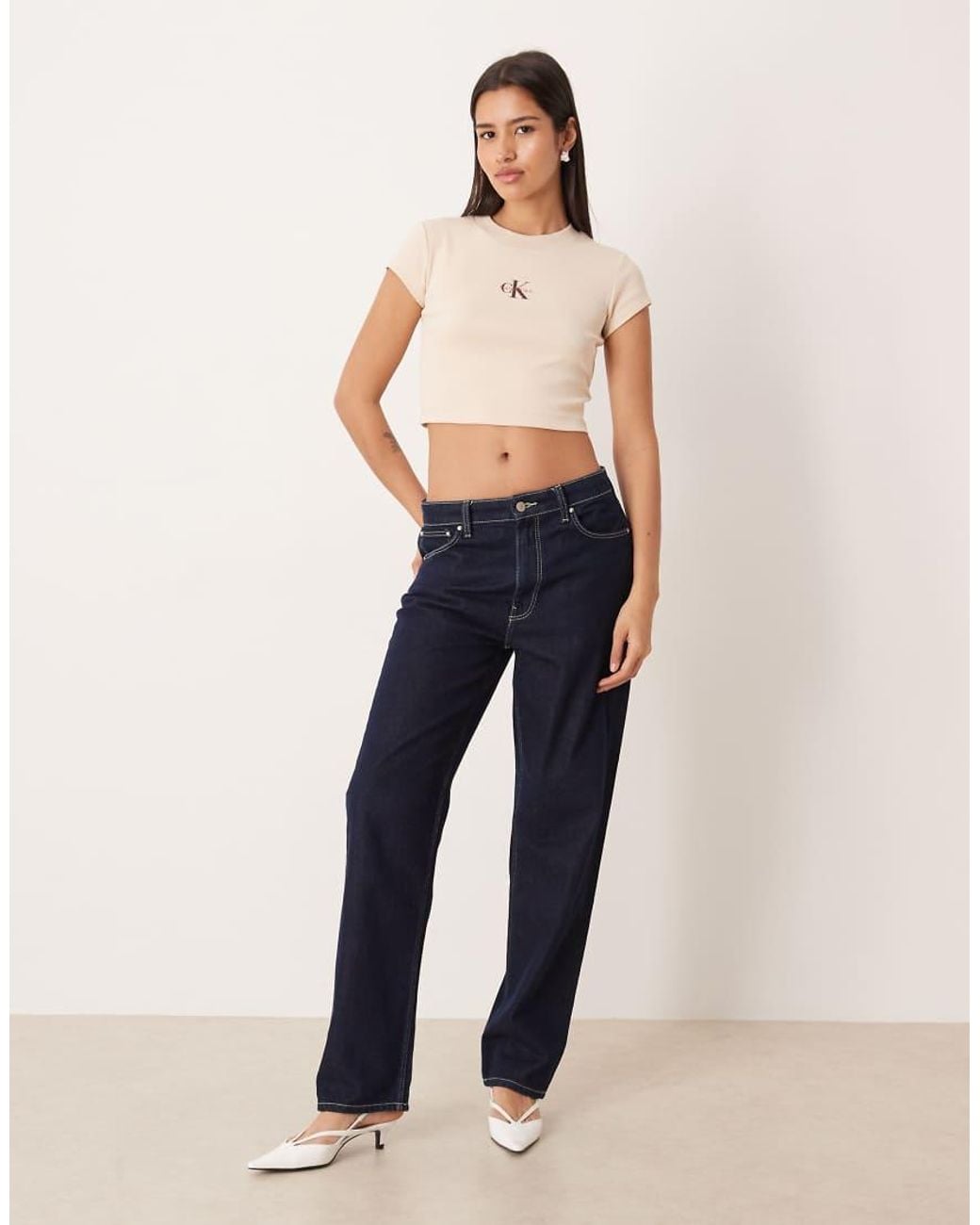 Calvin Klein Blue Monogram Logo Baby Tee