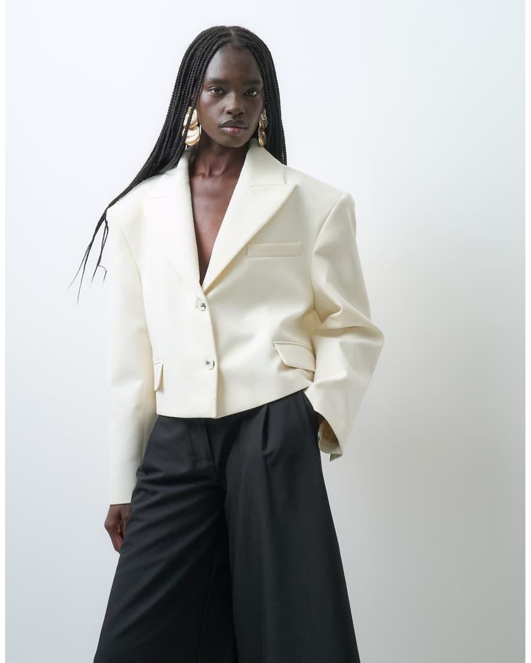 ASOS White Tailored Cropped Super Oversized Giant Double Breasted Blazer