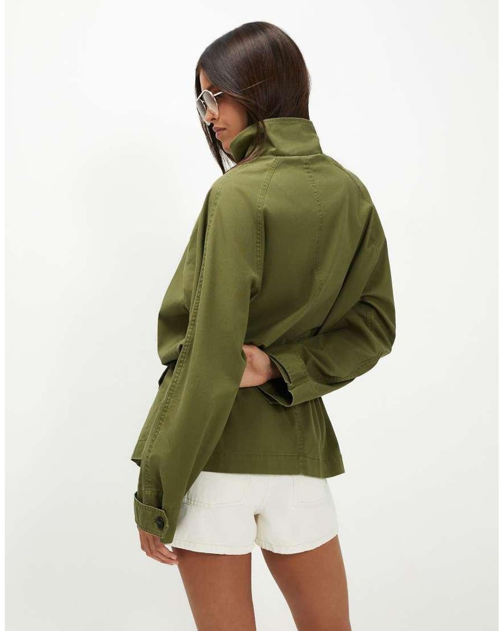 River Island Green Drop Hem Drawstring Utility Jacket