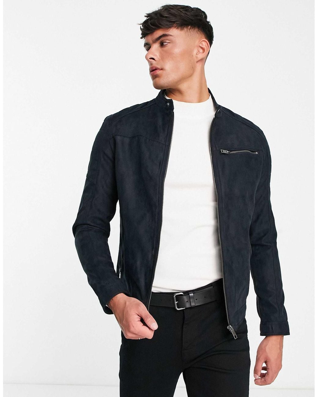 Jack & Jones Blue Essentials Biker Jacket for men