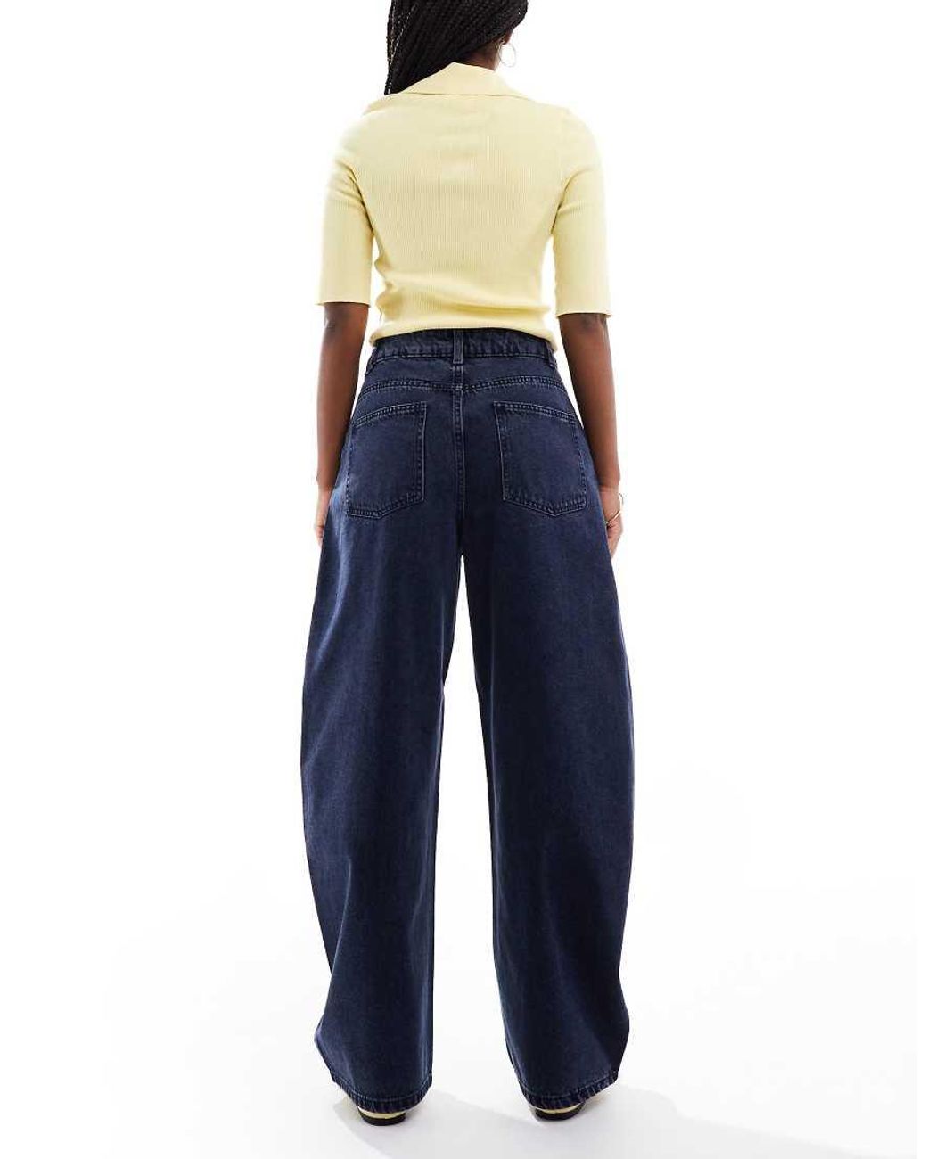ASOS Blue High Waisted Barrel Leg Jeans