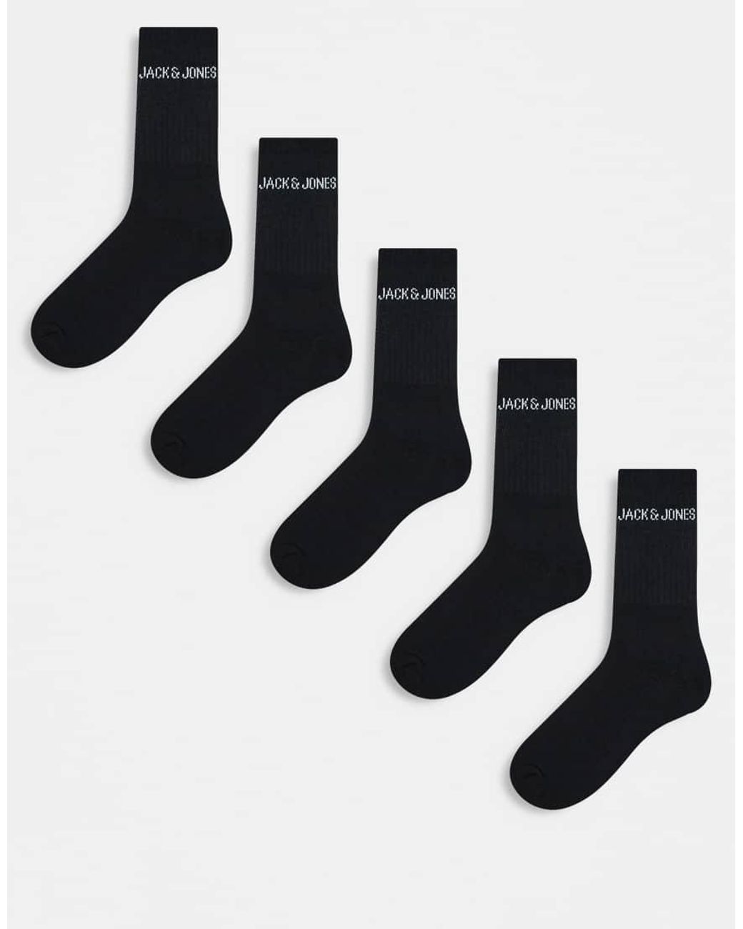 Jack & Jones Metallic 5 Pack Ribbed Logo Socks for men