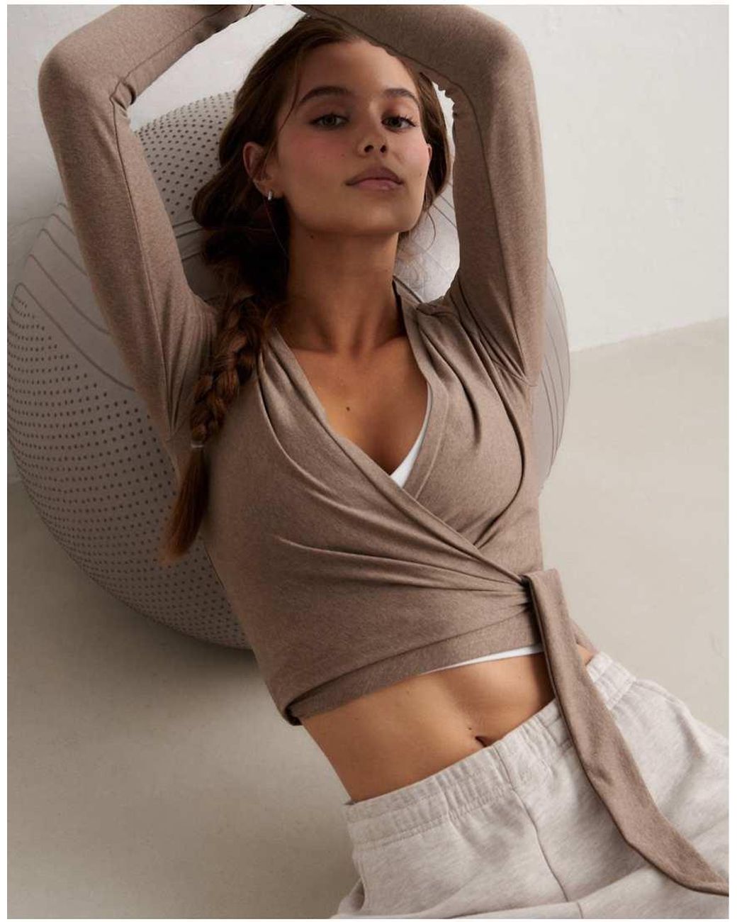 Aim'n Brown Espresso Melange Shape Seamless Wrap Long Sleeve