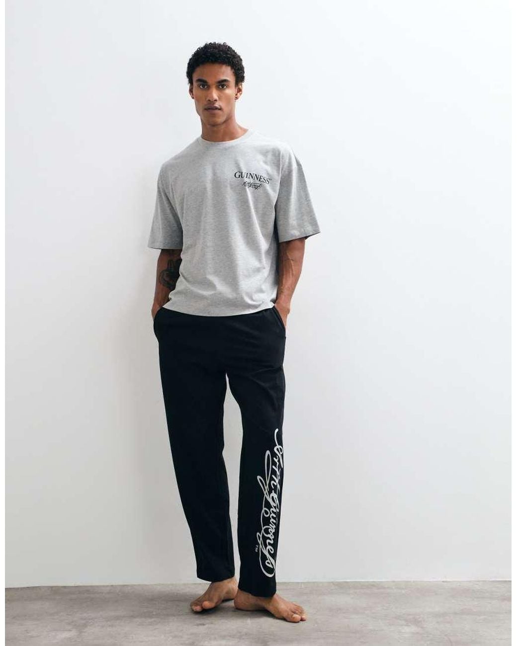 ASOS Gray Guinness Pyjama Set With Christmas Print for men