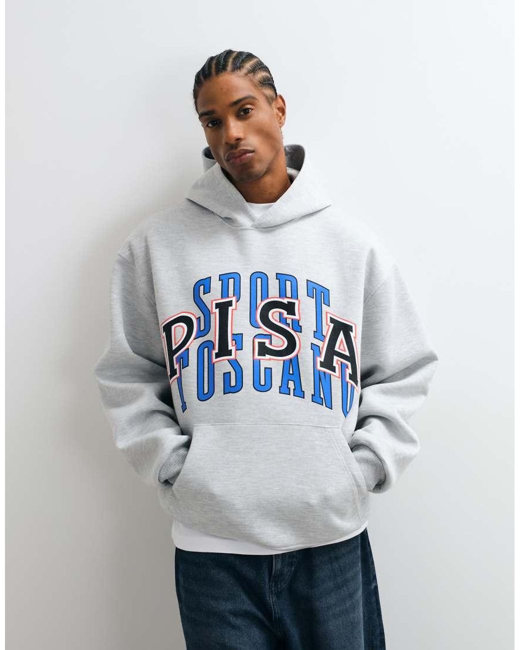 ASOS Blue Hoodie With Front Print for men