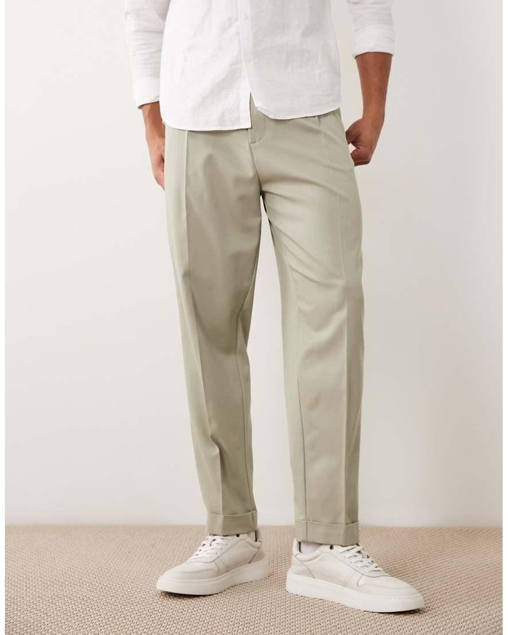 ASOS Green Tailored Carrot Fit Trousers for men