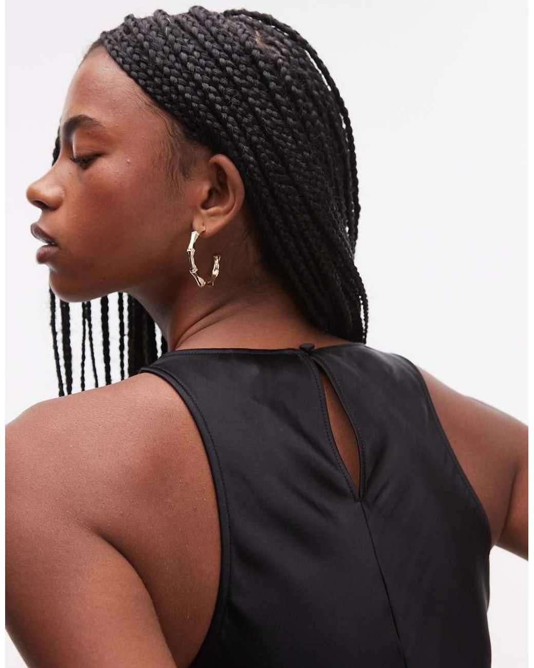 & Other Stories Black Bias Cut Satin Midi Dress