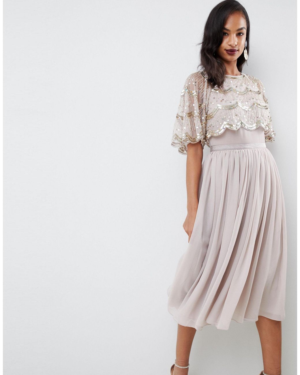 Embellished crop top midi dress discount