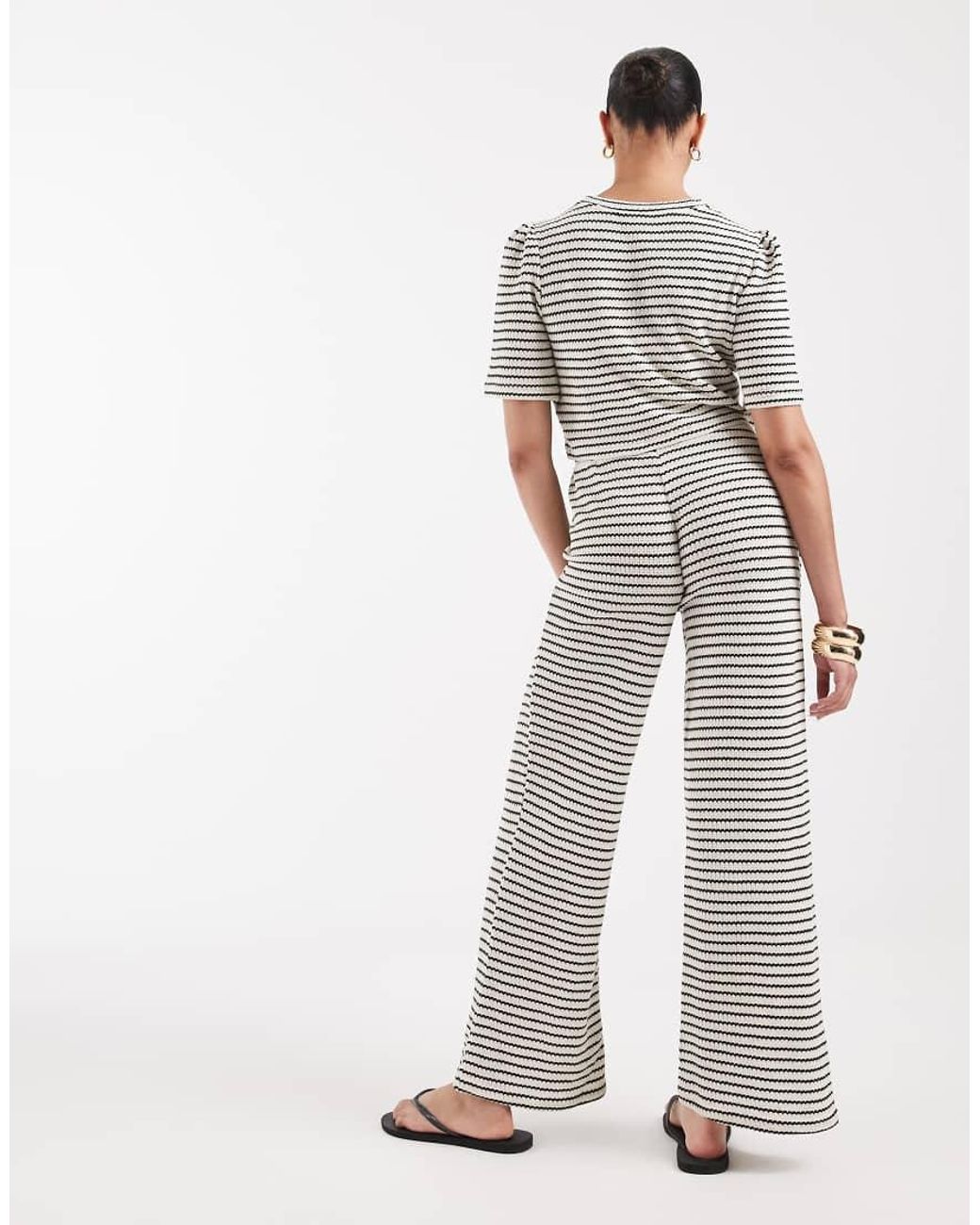 Vero Moda White Jersey Crochet Wide Leg Pants