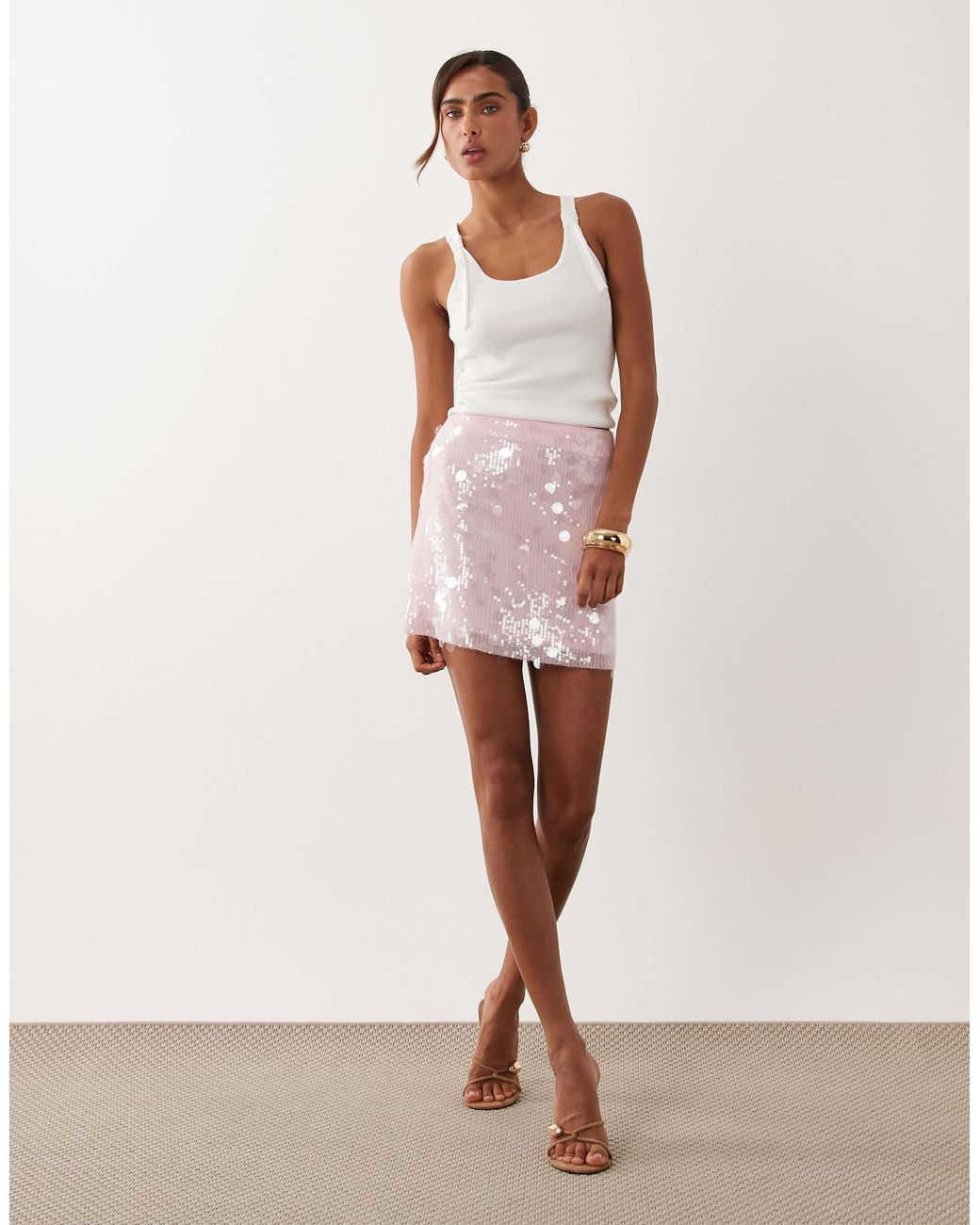 ASOS Pink Mixed Sequin Mini Skirt