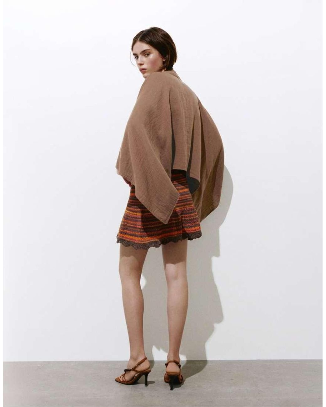 Pull&Bear Brown Short Chiffon Kimono