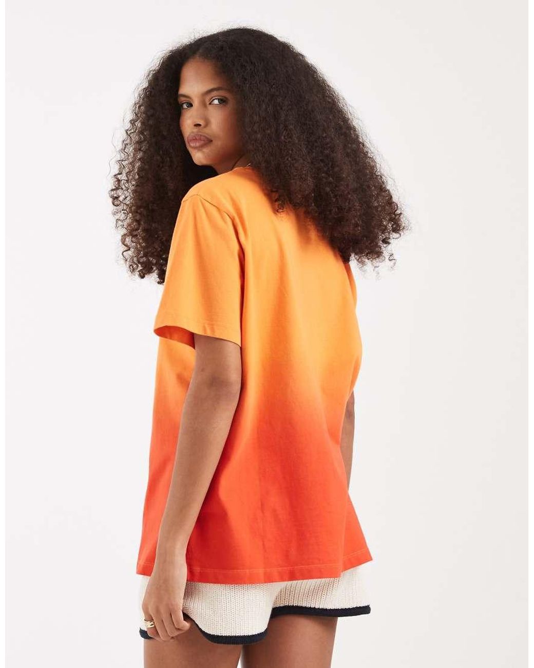 ASOS Orange V-neck Boxy T-shirt With Puerto Vallarta Embroidery