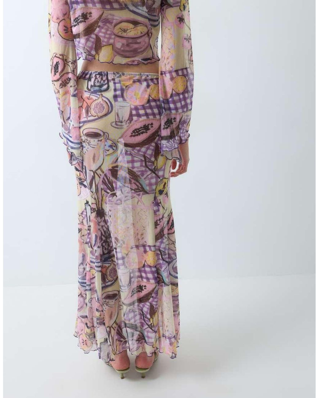 ASOS Multicolor Co-ord Printed Mesh Maxi Skirt