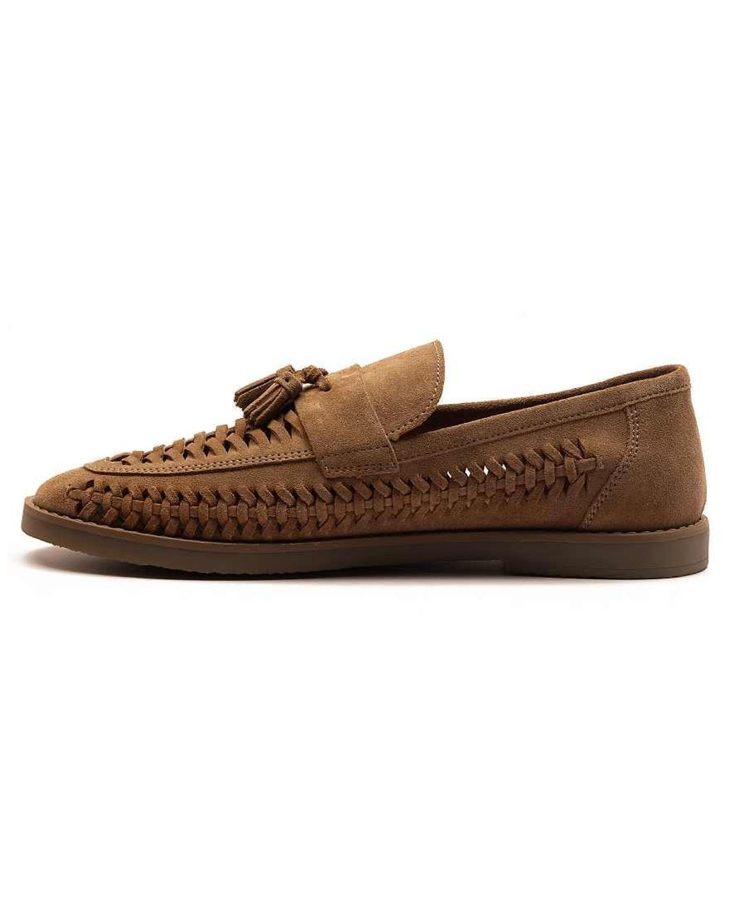 OFF THE HOOK Brown 'Tiger' Loafer Tassel Casual Slip-On Leather Shoes for men
