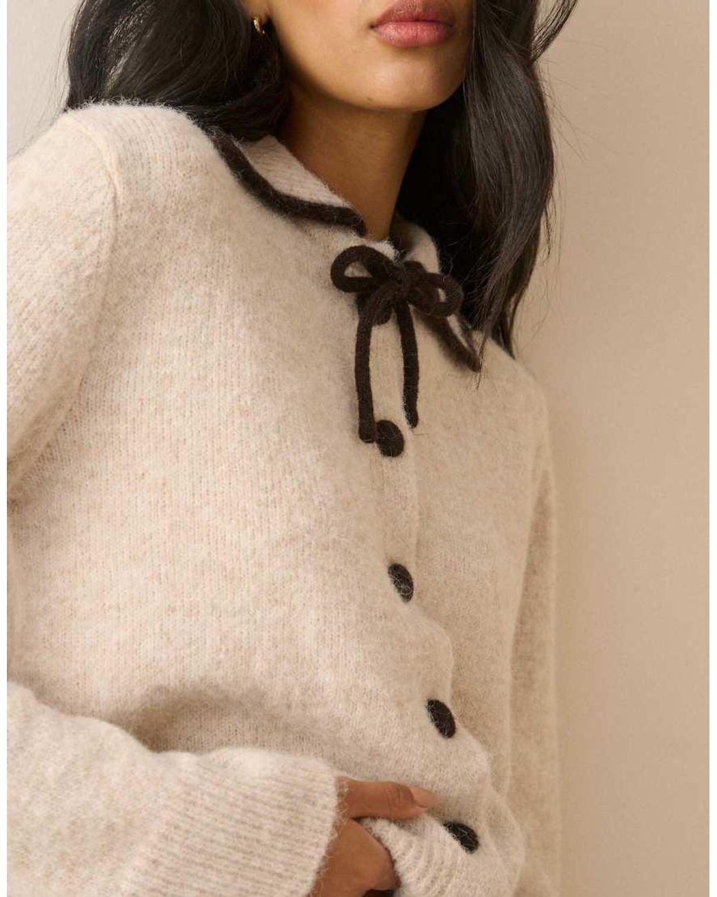 Nobody's Child Natural Contrast Collar Cardigan