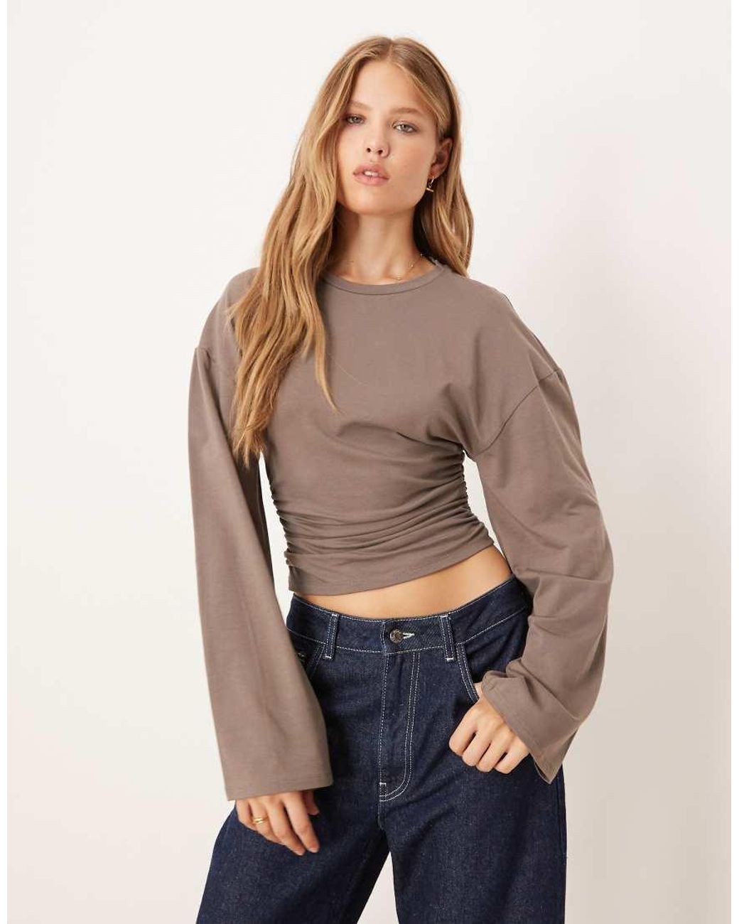Gina Tricot Natural Wide Sleeve Top
