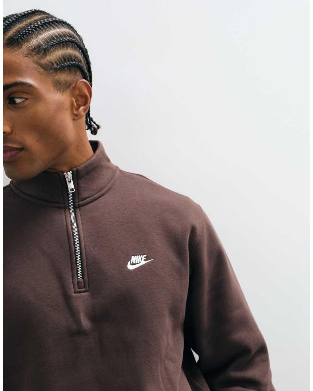 Nike Brown Club Half Zip Sweatshirt for men