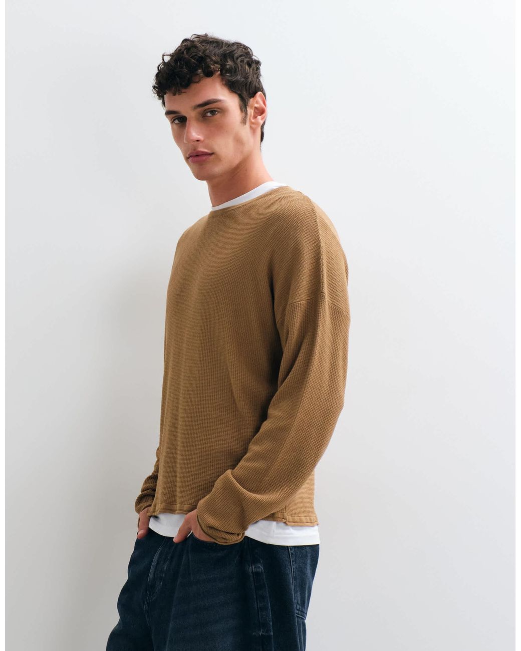 ASOS Brown Oversized Knitted Crew Neck for men