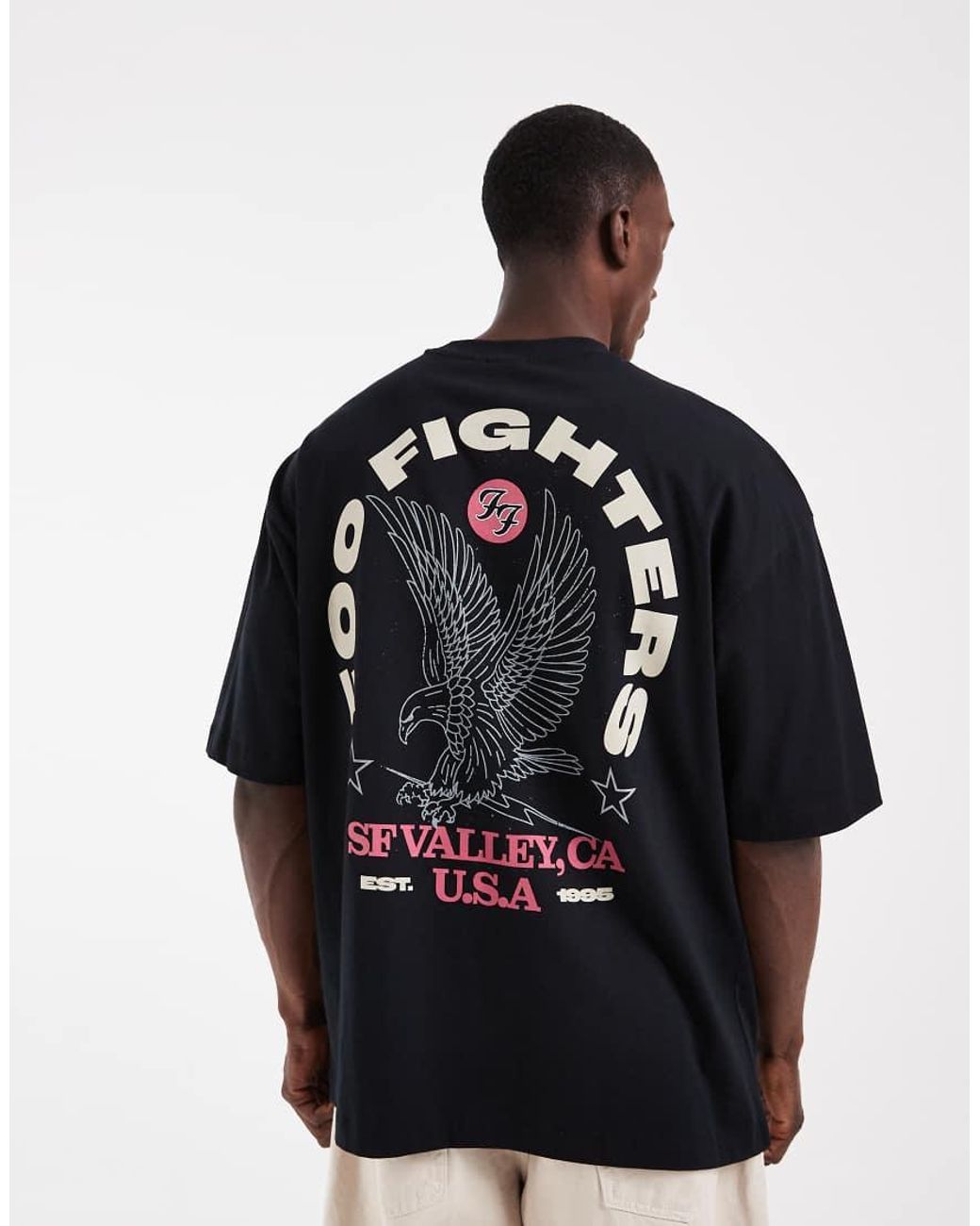 ASOS Black Oversized T-shirt With Foo Fighters Print for men