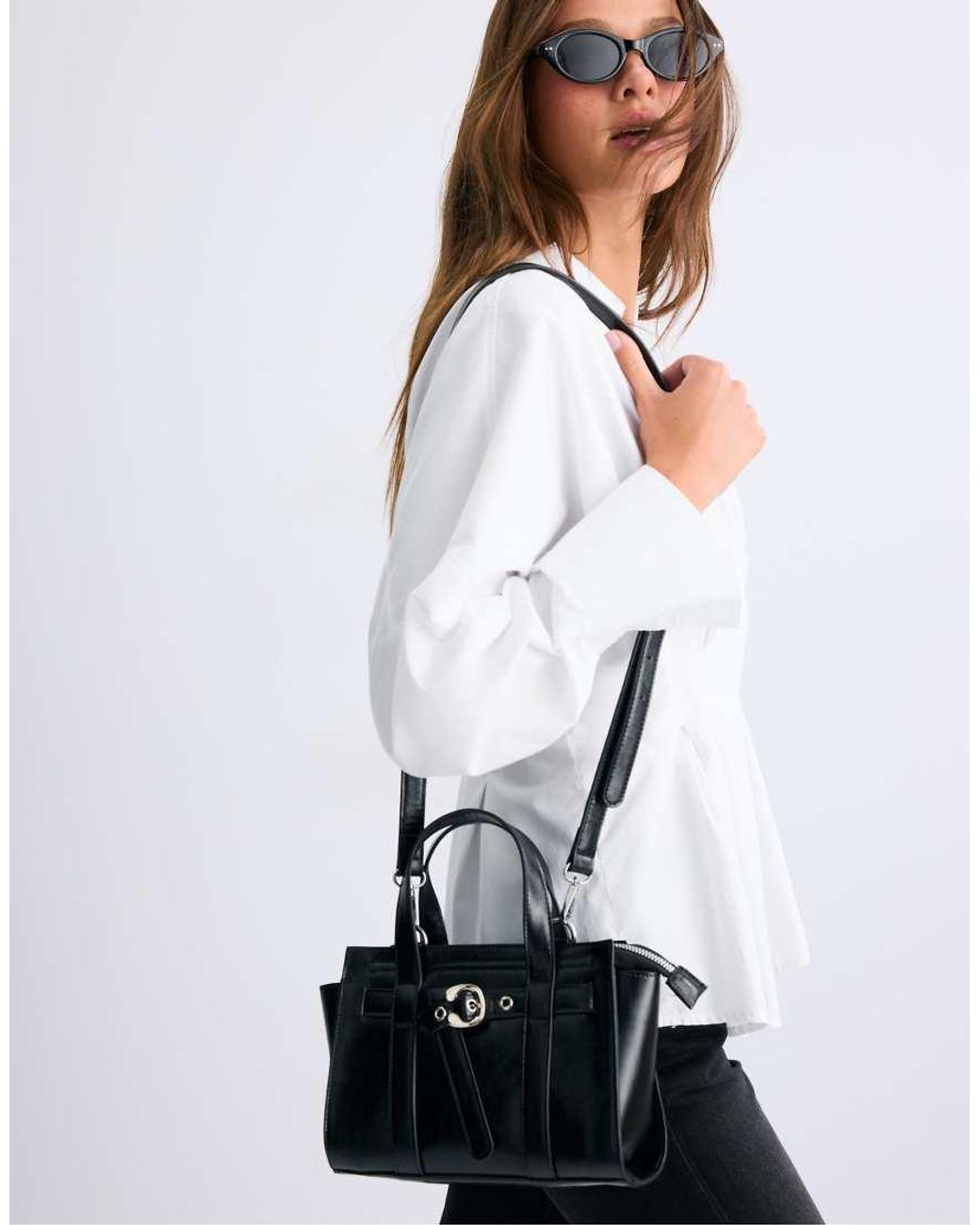 Stradivarius Blue Mini Tote Bag With Buckle