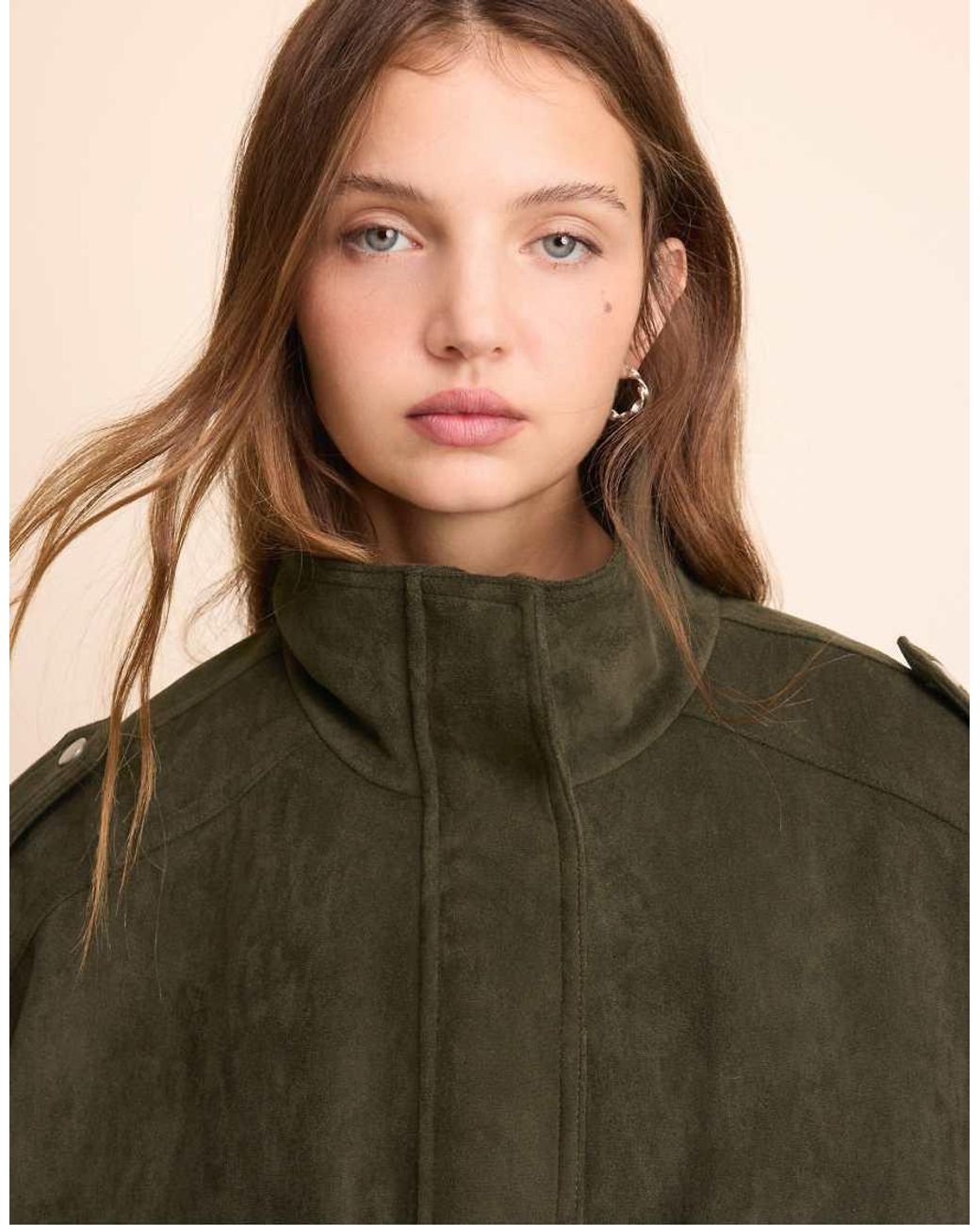 Stradivarius Green Oversize Faux Suede Jacket