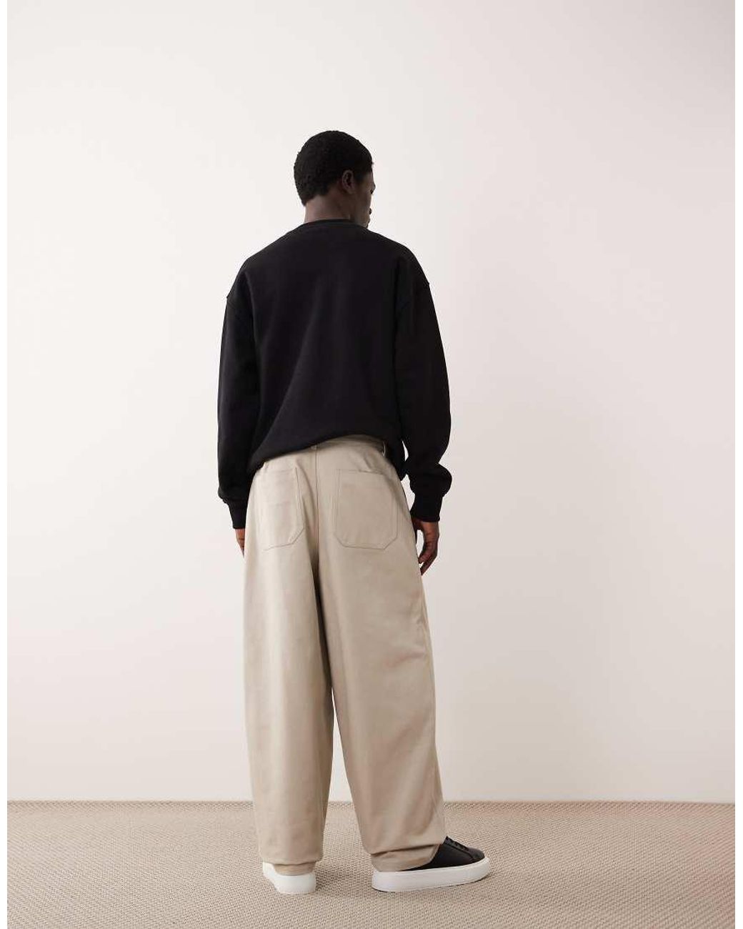 ASOS COLLECTIVE Natural Ac-b-254 Tapered Barrel Fit Heavyweight Canvas Trousers for men