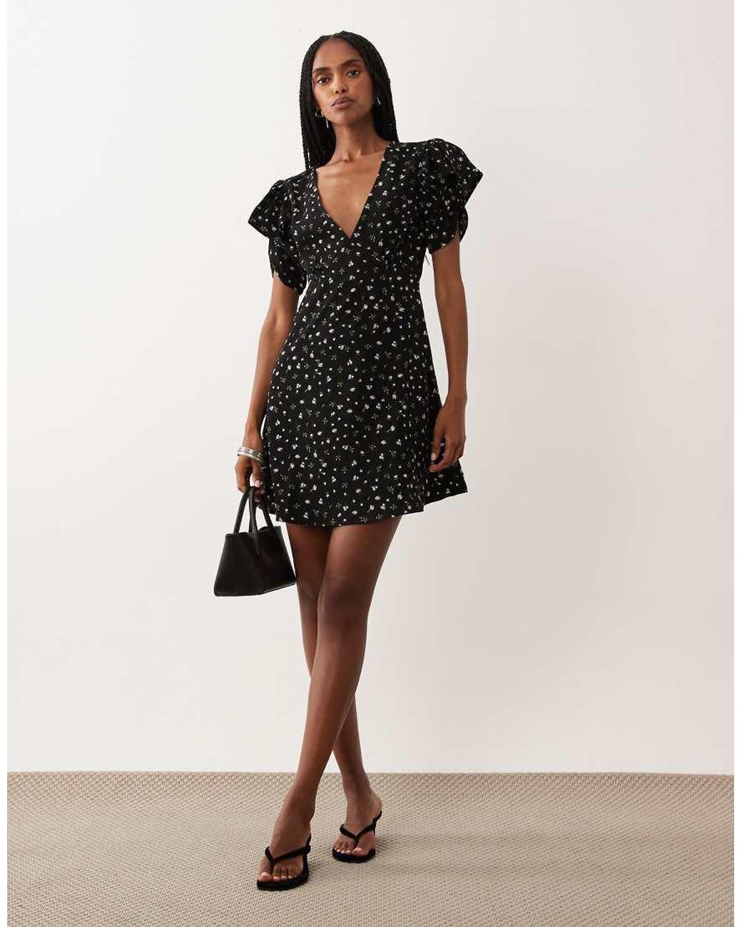 Vila Natural Frill Sleeve Woven Mini Dress