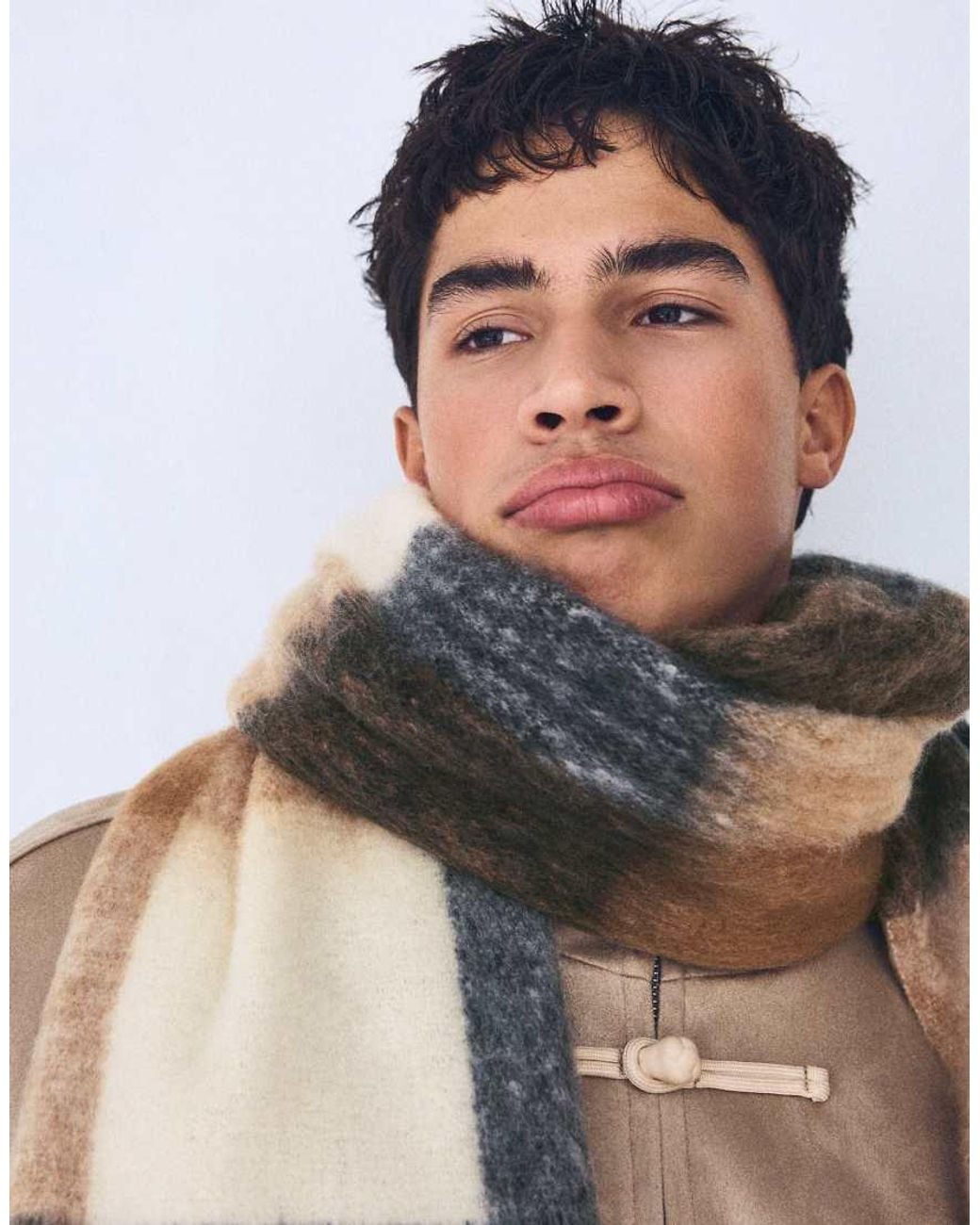 Bershka White Check Scarf for men