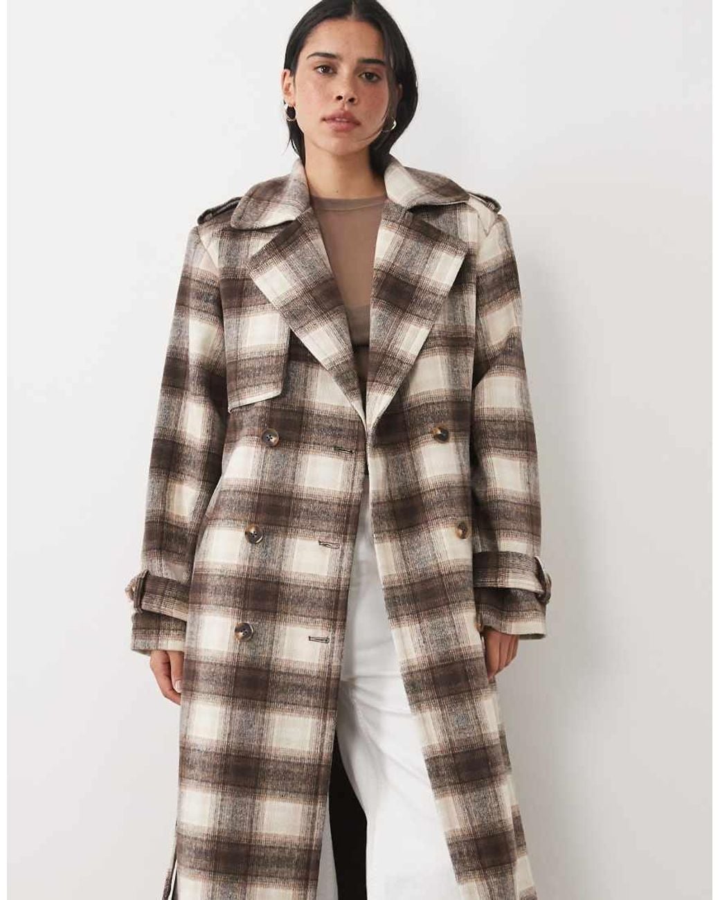 4th & Reckless Natural Exclusive Wool Look Longline Belted Trench Coat