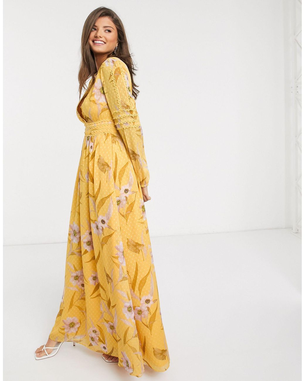 liefdadigheid schudden Interactie Ted Baker Kiala - Maxi-jurk Met Bloemenprint in het Geel | Lyst NL