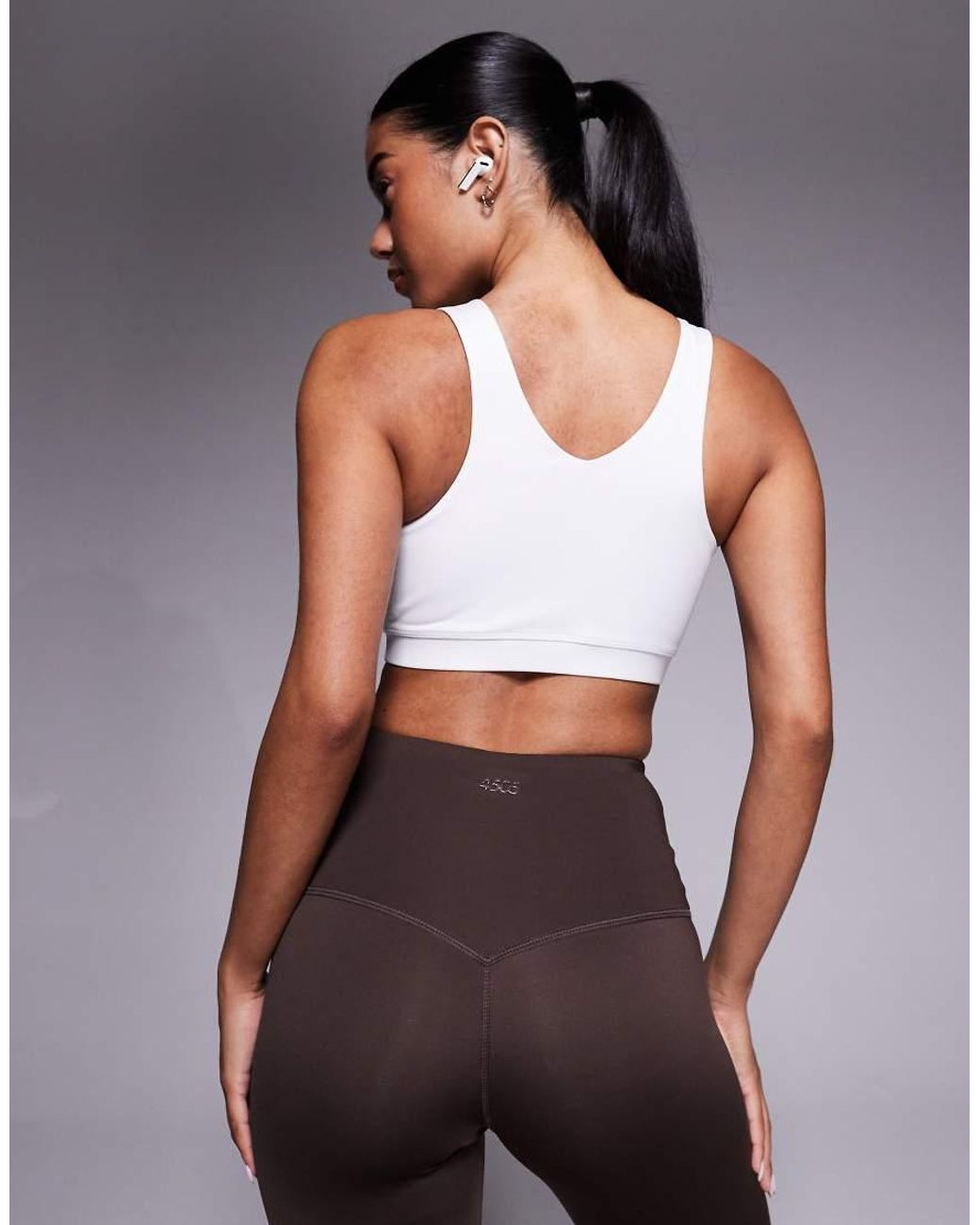 4505 White Racer Back Medium Support Sports Bra