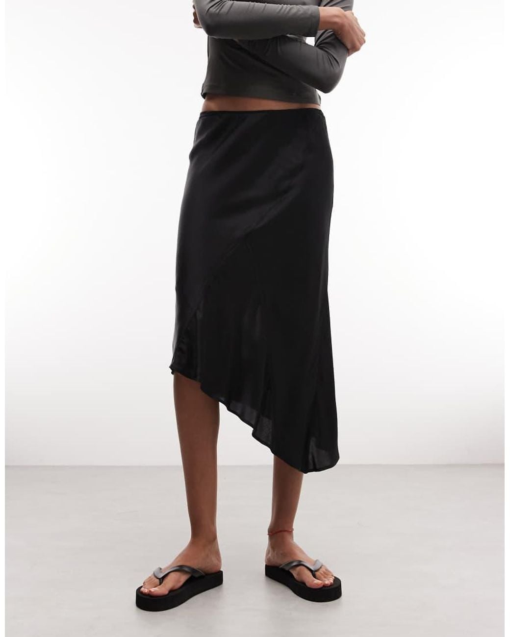 Weekday White Asymmetric Satin Skirt