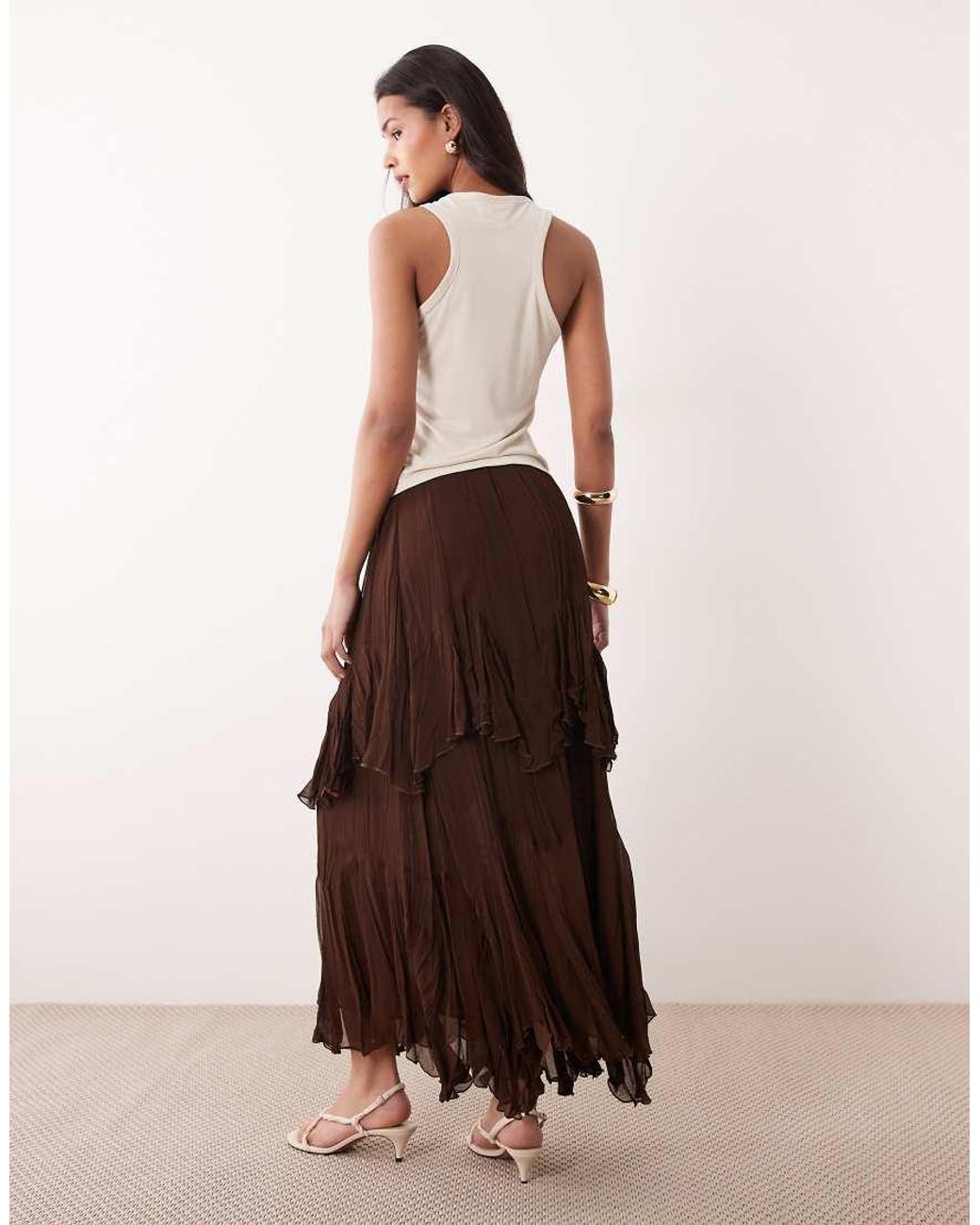 Mango Natural Ceci Ruffle Maxi Skirt
