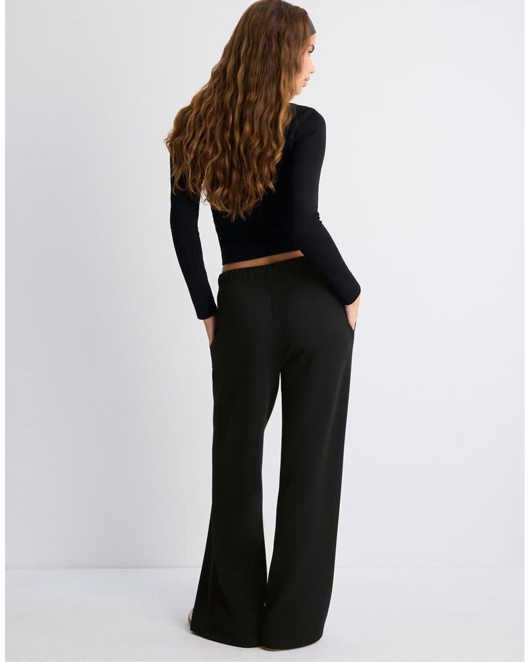 Stradivarius Blue Soft Touch Wide Leg Trousers With Seam Detail
