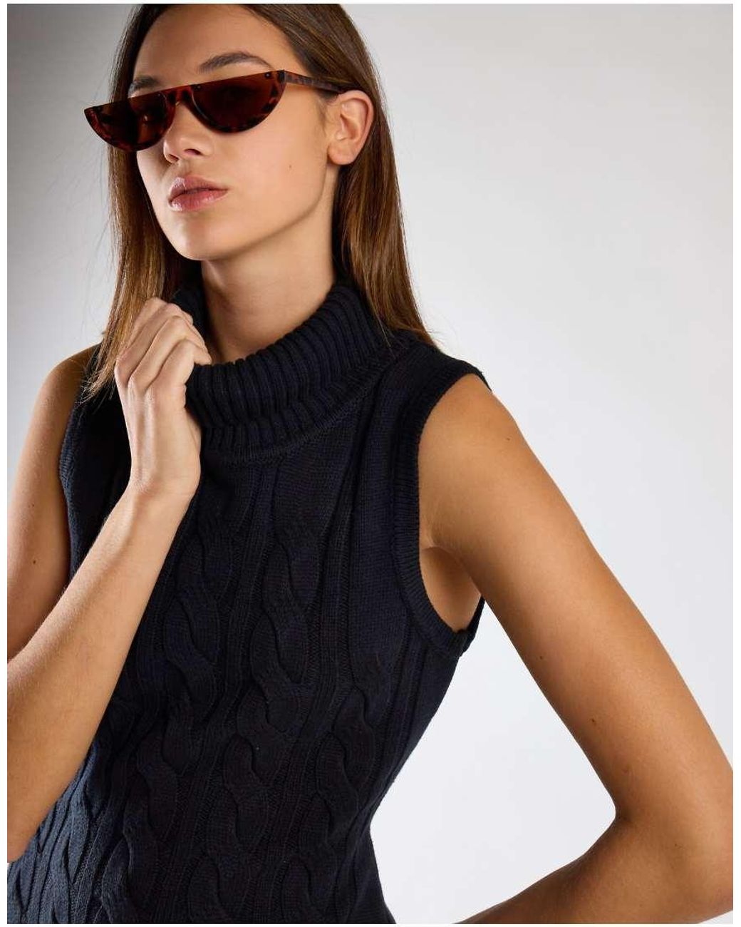 Glamorous Blue Cable Knit Sleeveless Midi Dress