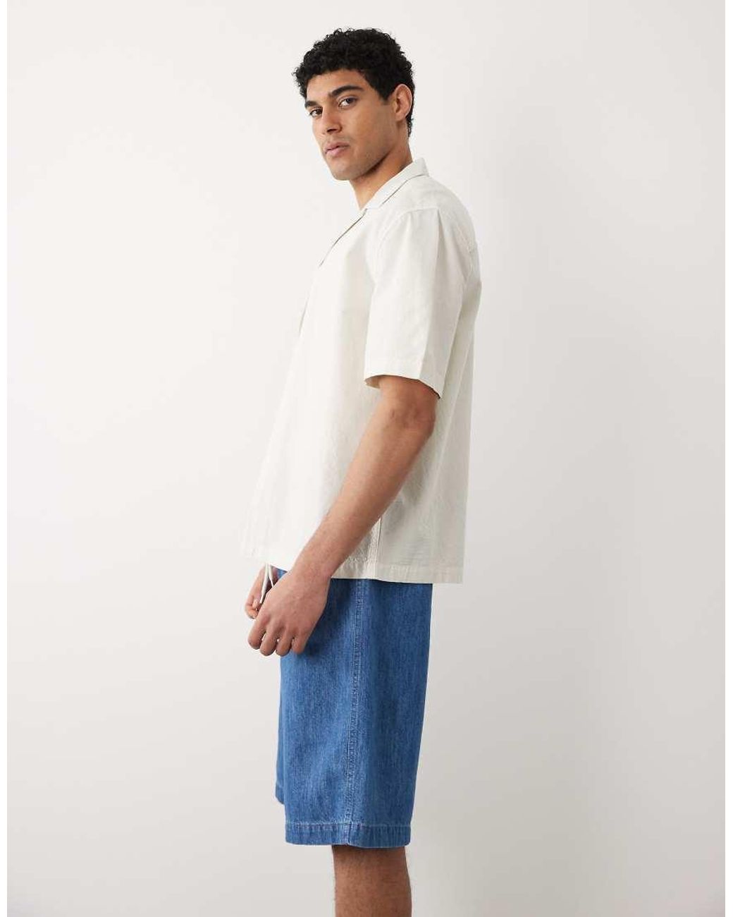 ASOS Blue Lightweight Loose Denim Jorts for men