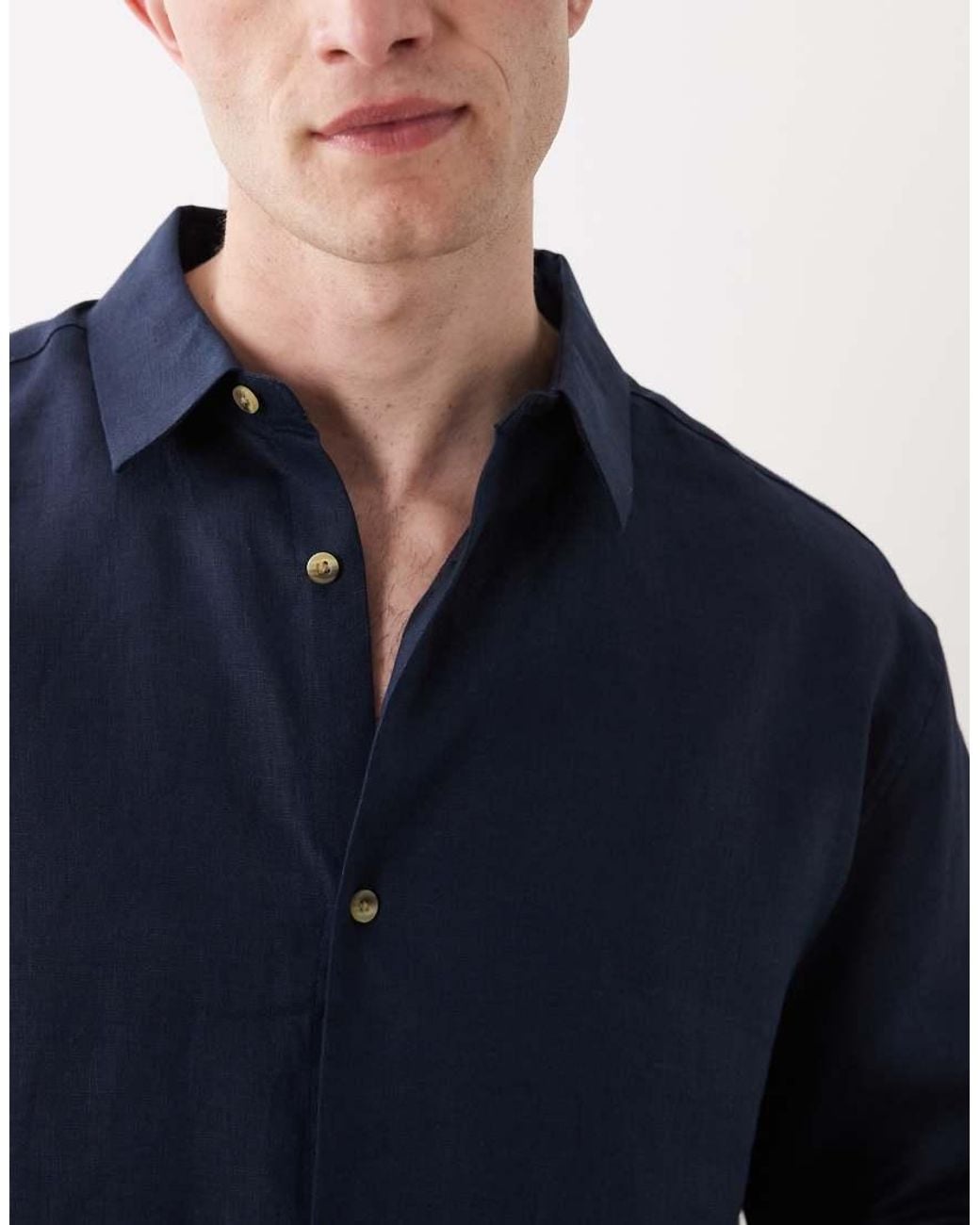 ASOS Blue Co-Ord 100% Linen Relaxed Shirt for men