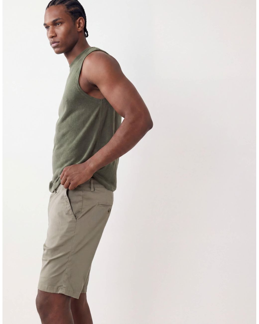 SELECTED Green Chino Shorts for men