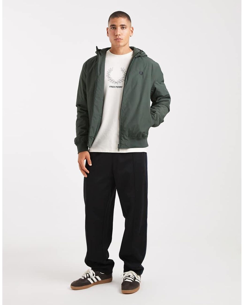 Fred Perry Green Hooded Brentham Jacket for men