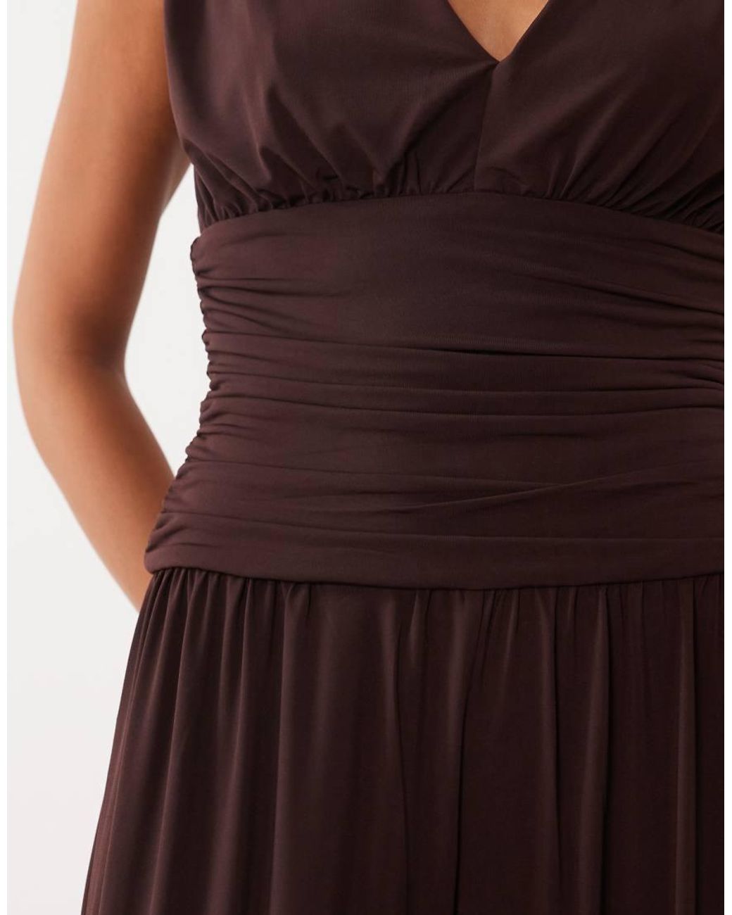 TFNC London Natural Slinky Plunge Neck Sleeveless Balloon Leg Jumpsuit
