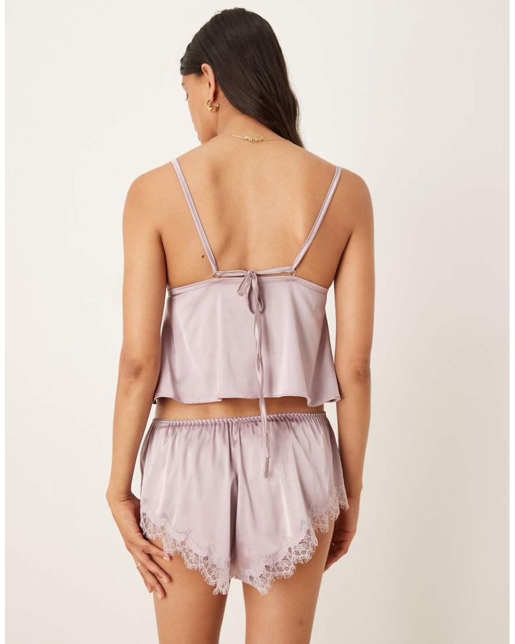 KAT THE LABEL Purple Sorrento Satin Lace Cami