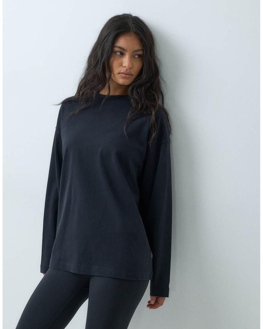 4505 Icon Heavyweight Cotton Oversized Long Sleeve T-shirt in Blue ...